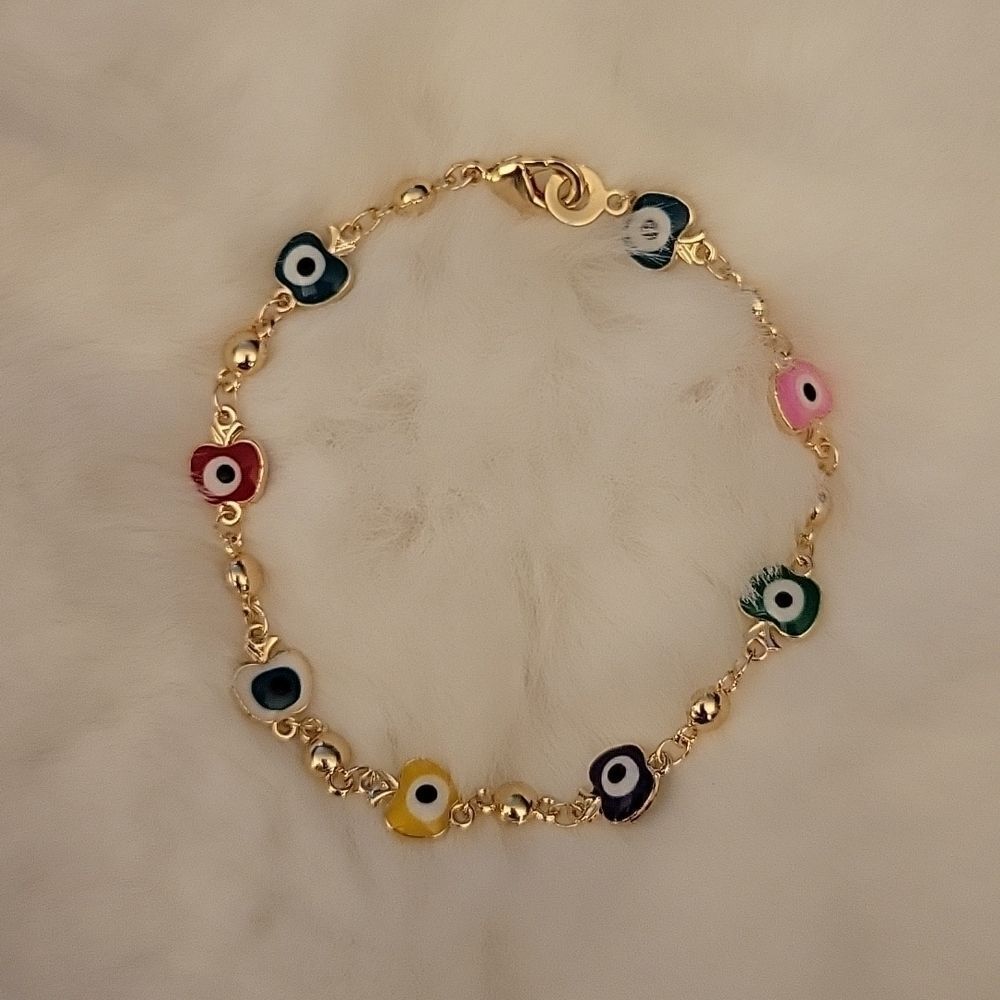 Family Apple's EVIL EYE Bracelet Goldtone